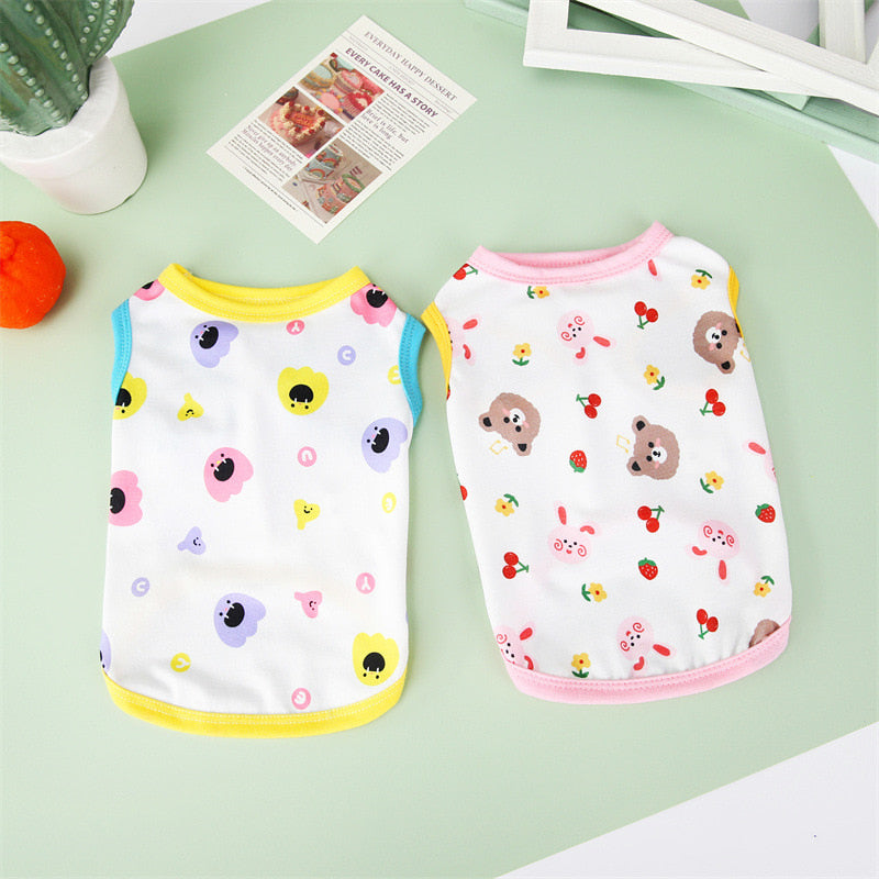 [BND-S38] Color combination character sleeveless t-shirt dog clothes