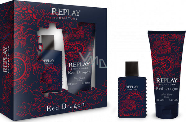 Replay Signature Red Dragon for Men EDT 50ml Set (Perfume 50ml + After Shave Balm 100ml)