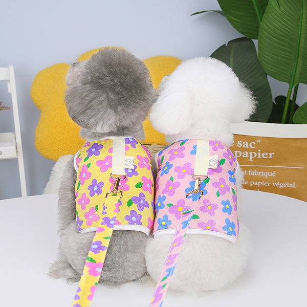 [BND-S41] Flower Mesh Harness Vest Dog Clothes