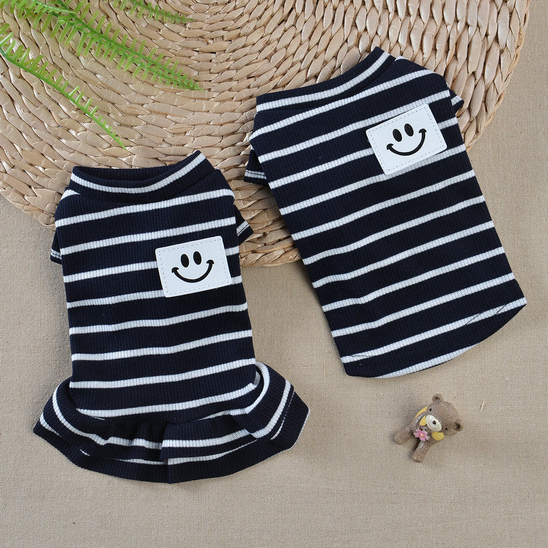 [BND-F26] Smile stripe t-shirt / skirt dog clothes