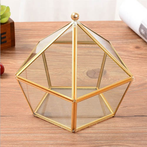 Gold Pentagram Glass Jewelry Box Case