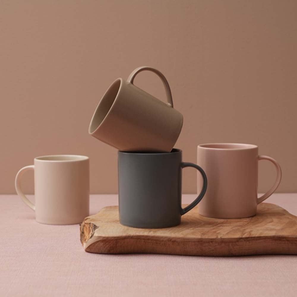 Modern pastel color mug 4p (brown + ivory + pink + navy)